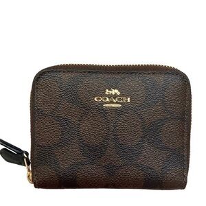 Coach duo color brown and black double zipper wallet mini clutch
